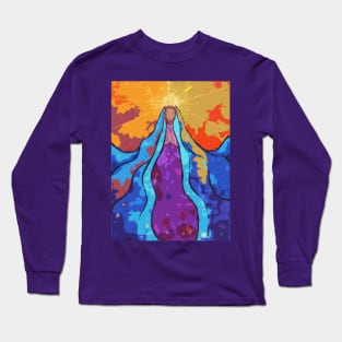 Virgin Mary Stained glass with Digital Effect Long Sleeve T-Shirt